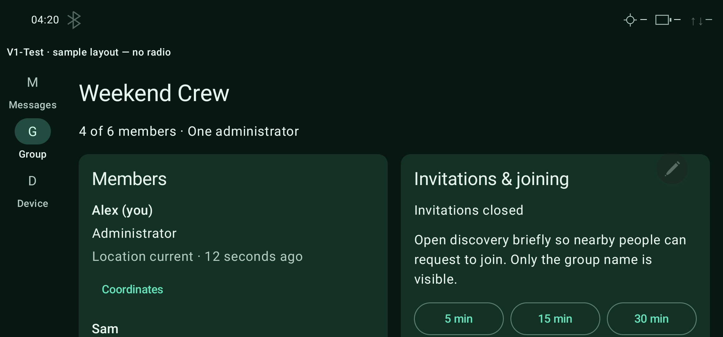 Group administrator view — landscape