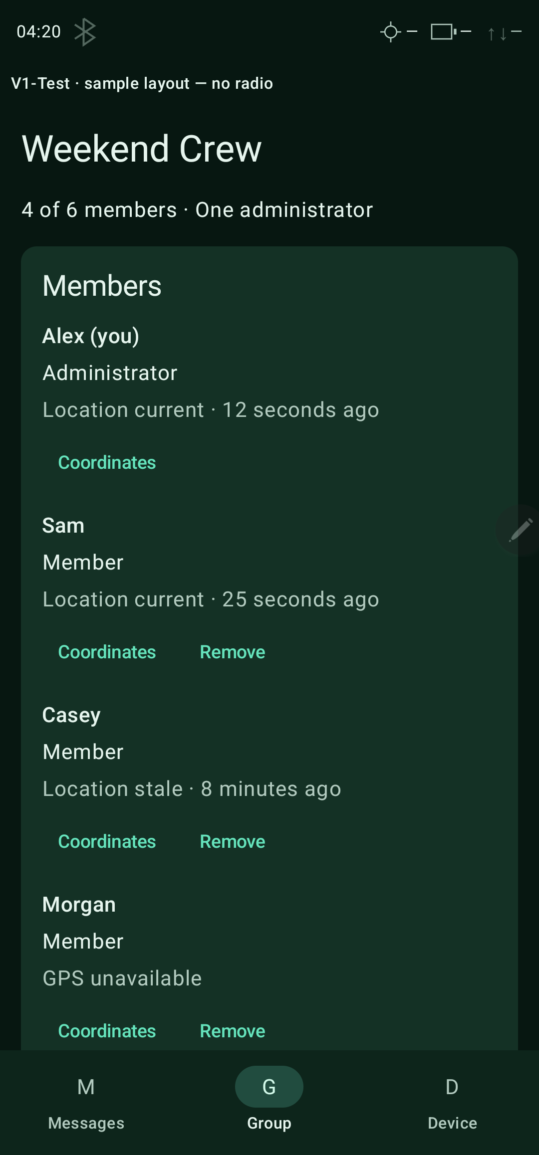 Group administrator view — portrait