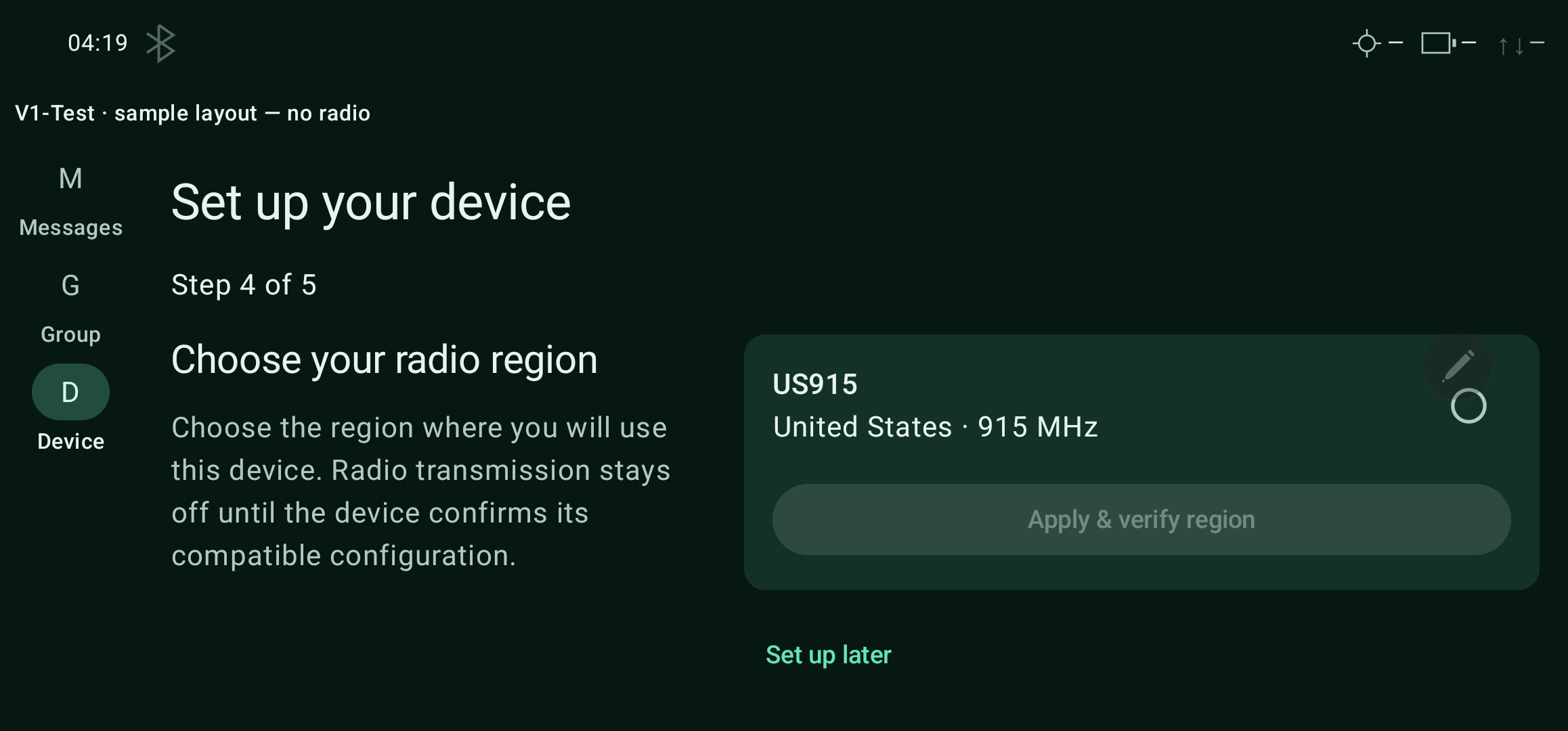 Choose the radio region — landscape